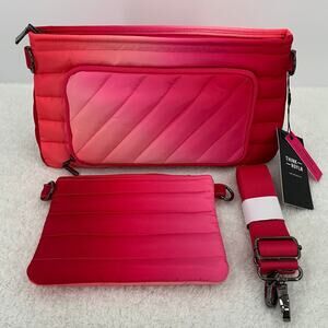 Think Royln Bank Street XL Crossbody w/Pouch Fuchsia Ombre Quilted Puffer RFID